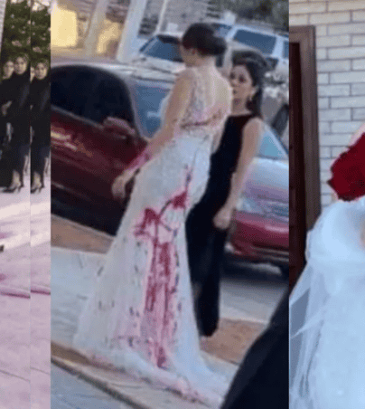 El caso de esta novia se hizo viral en redes sociales luego de que su suegra la atacara con pintura roja, manchándole el vestido con el que se iba a casar. X -TWITTER-