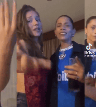 En el video que ya se ha hecho viral en redes sociales, se le puede ver a la actriz española bailando con la mexicana Nina Vélez, quien sería su pareja actual. X -TWITTER-